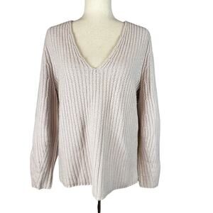 Line The Label Oversize V-Neck Chunky Sweater Size XS Blush Pink Wool Cashmere